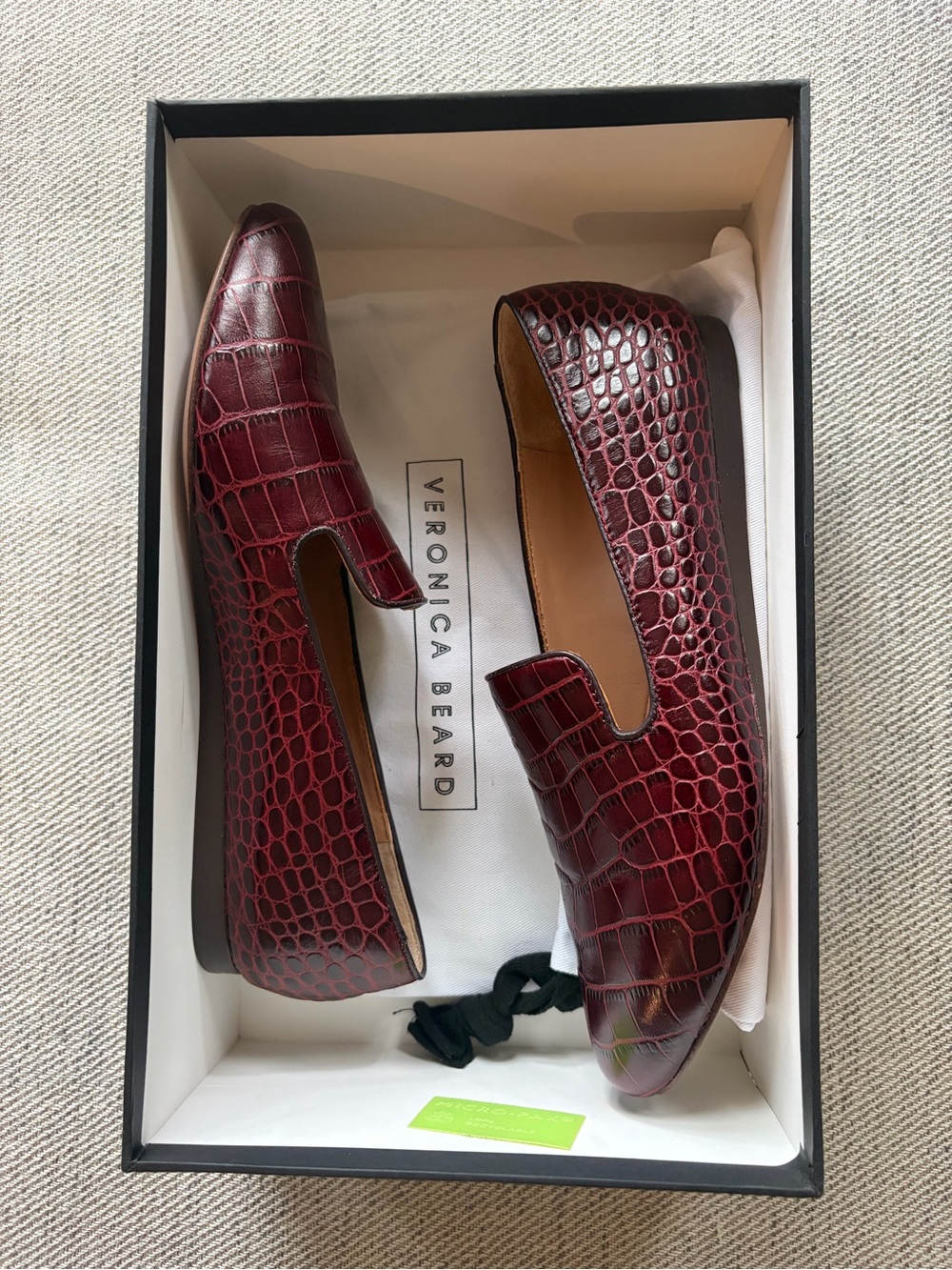 Veronica Beard Wine Croc-Embossed Leather Loafers - Picture 6 of 6